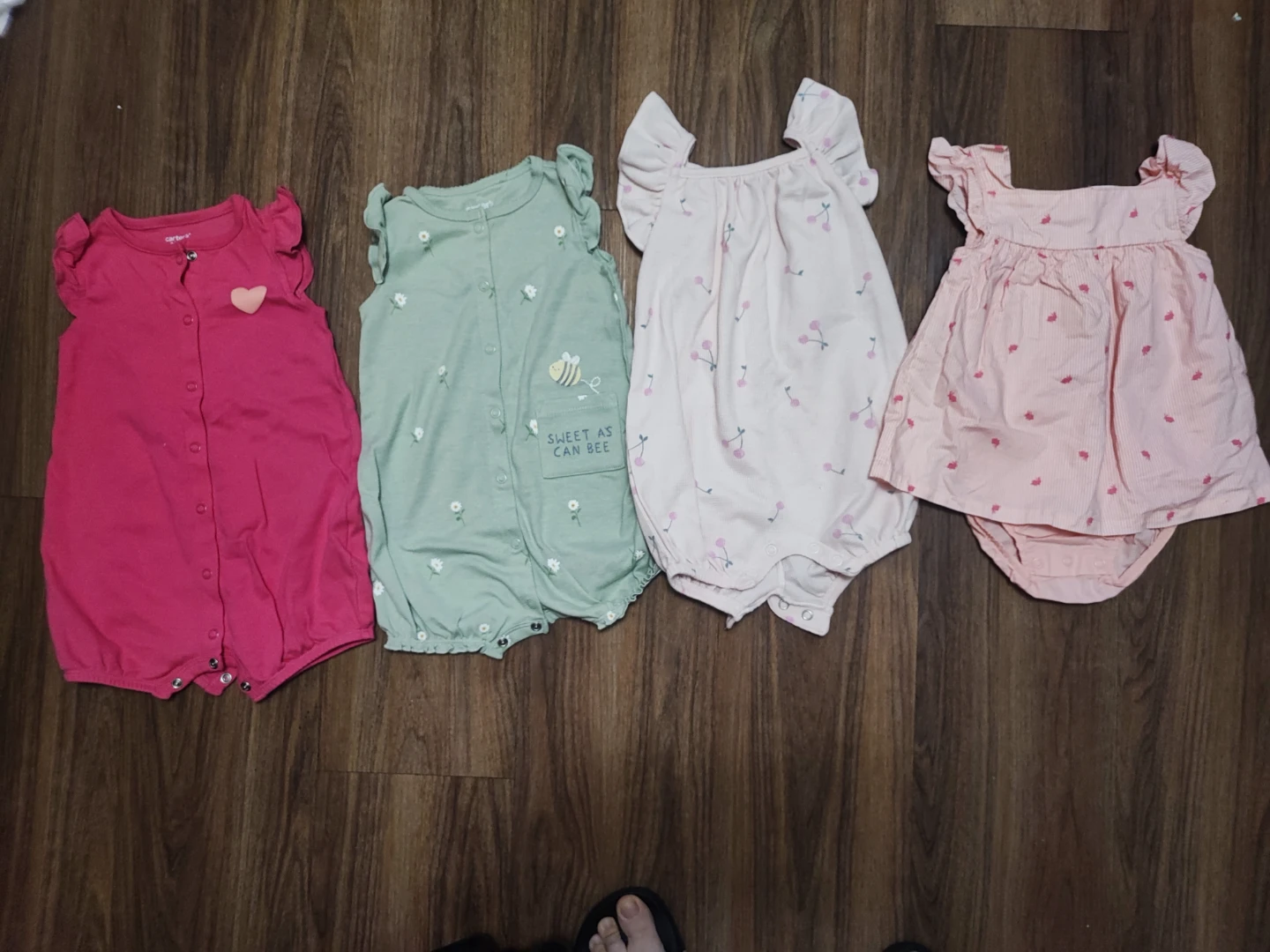 Carter's Baby Rompers and Dress (Set of 4) 12 M