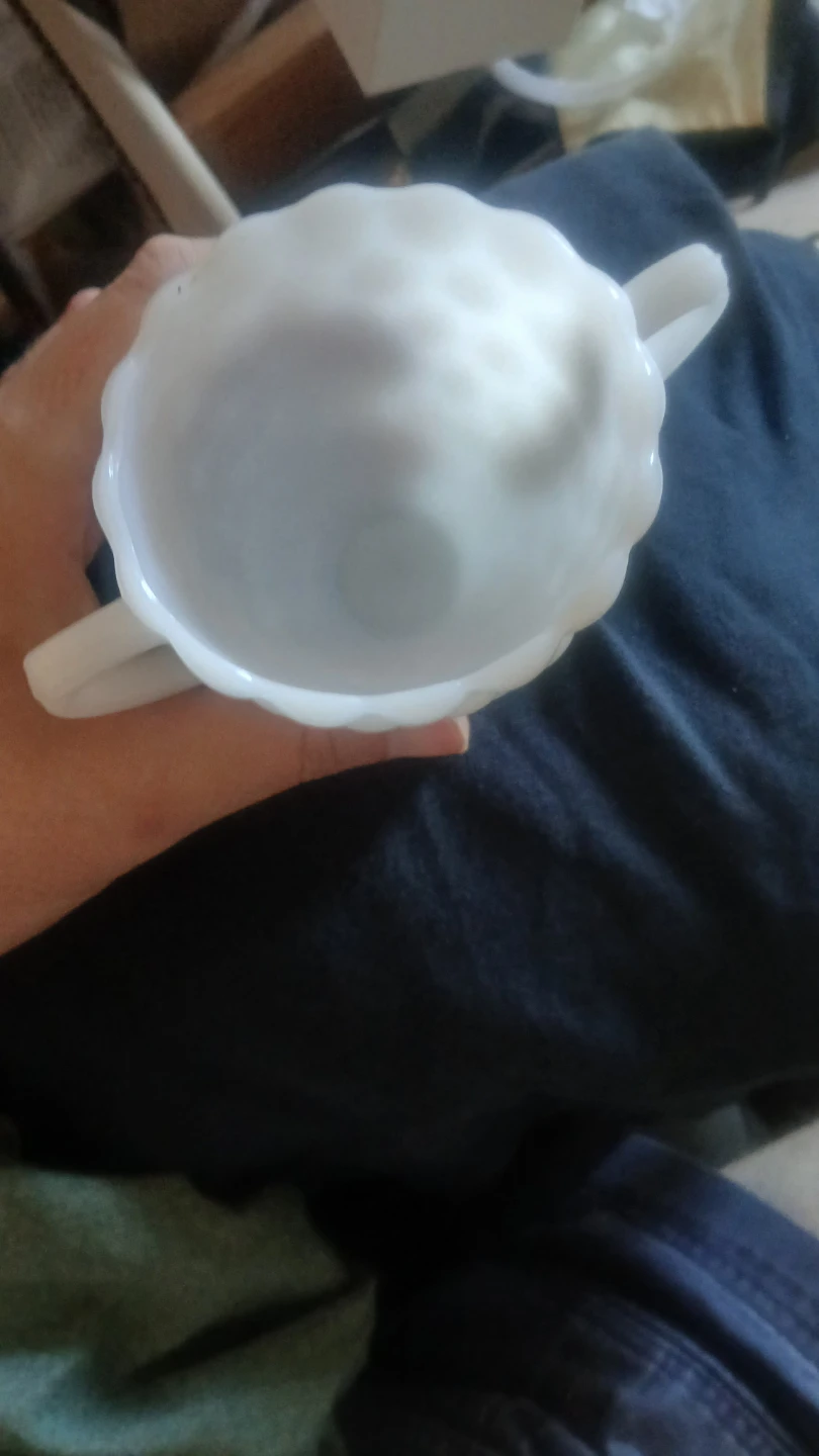 Vintage Anchor Hocking Milk Glass Bubble Pattern Sugar Bowl - photo 5
