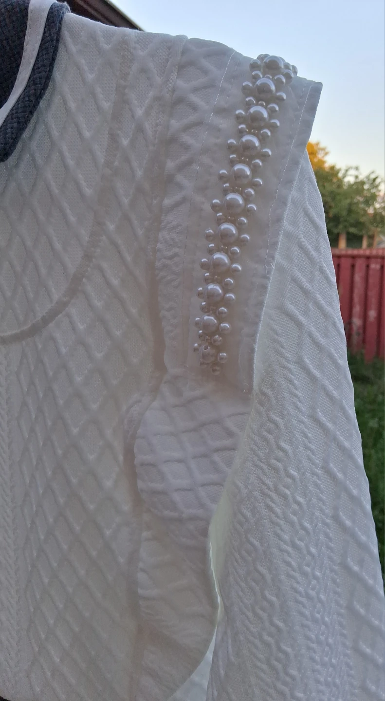White Quilted Top with Pearl Embellishments - photo 5