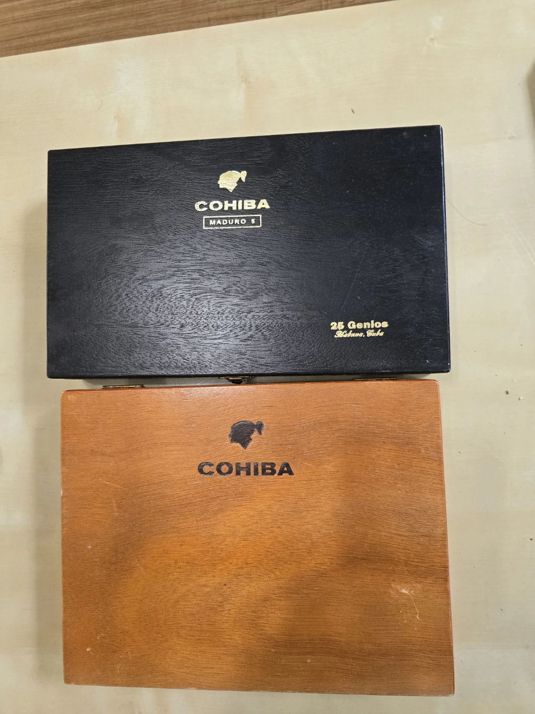 Set of 2 Cohiba Maduro 5 Wooden Cigar Boxes