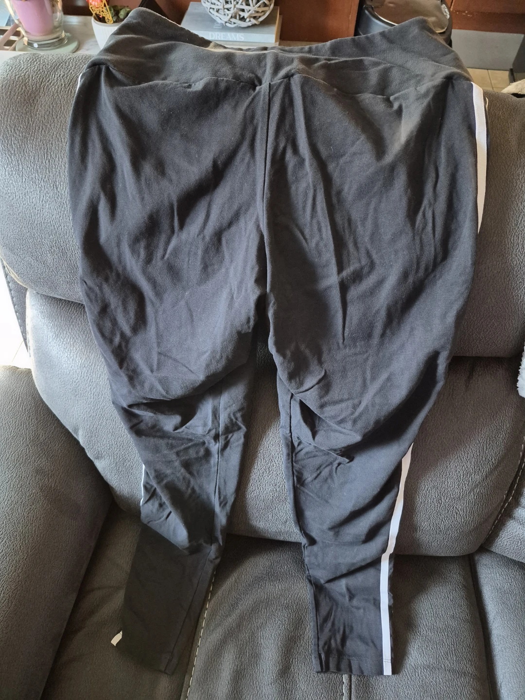 Adidas Black Leggings with White Stripes