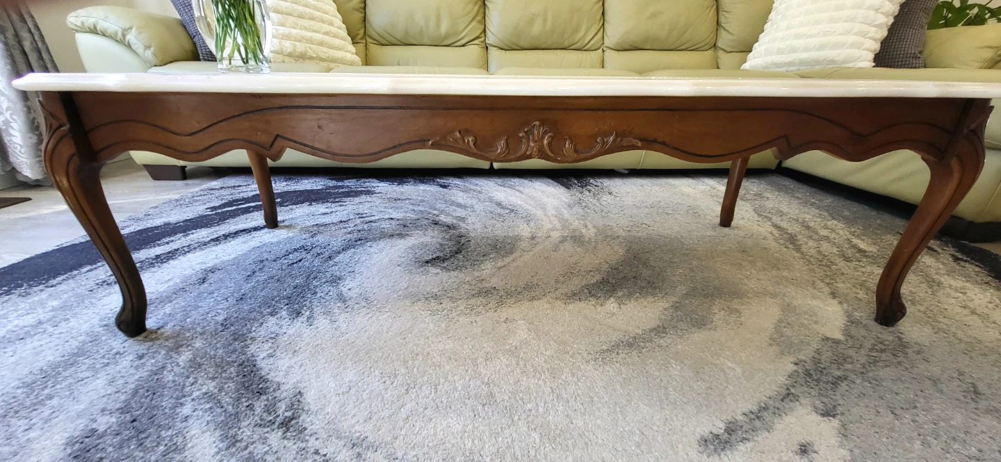 Elegant Genuine Marble Top Coffee Table – Solid Wood - photo 4