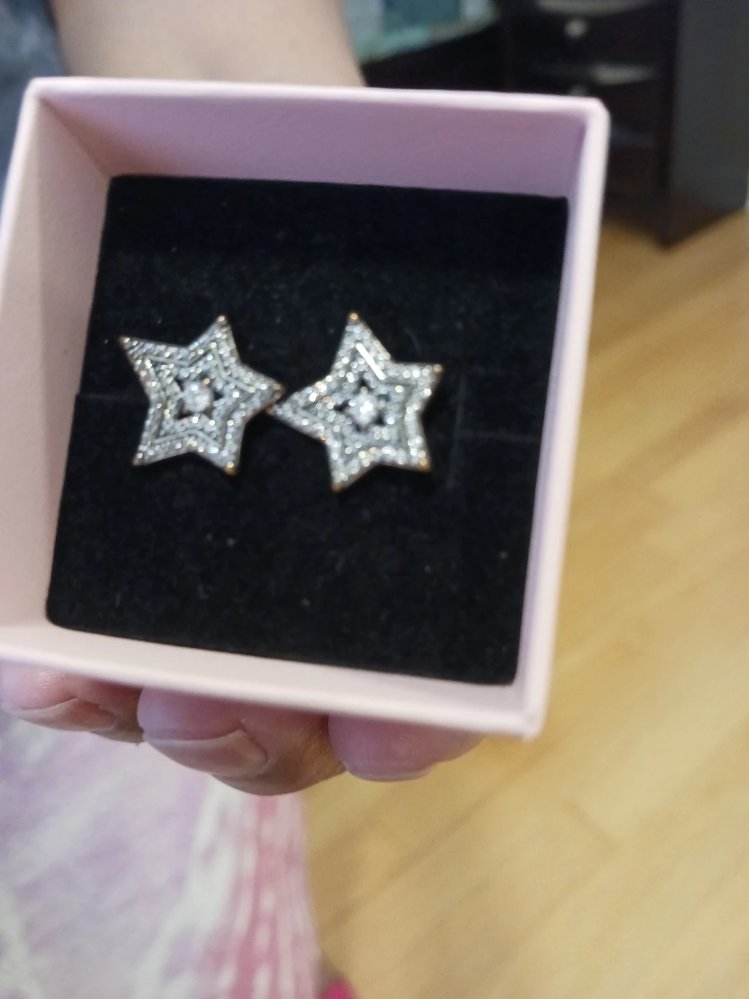 Pandora Sparkly Star Earrings in the Box