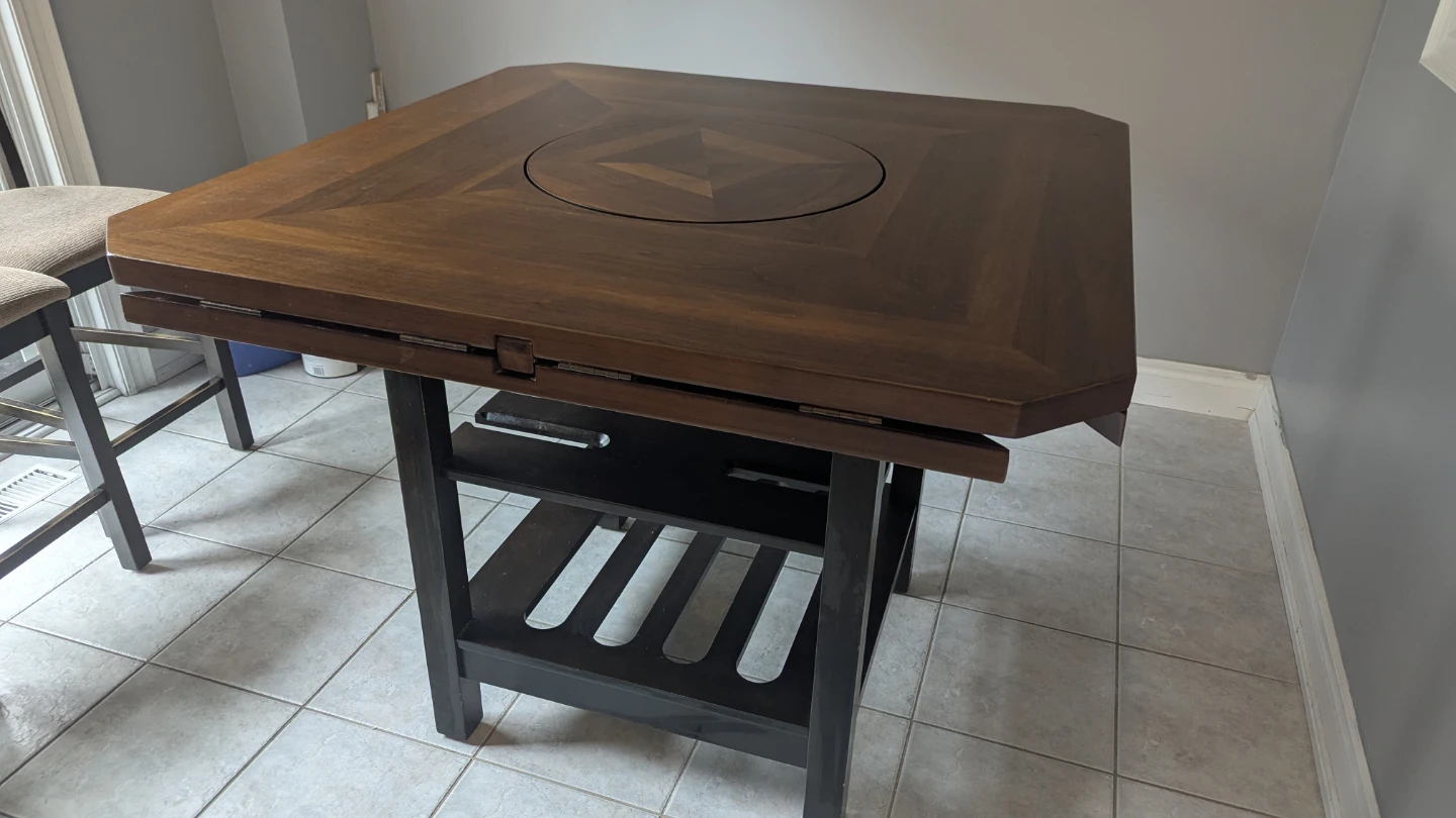 Extendable High Dining Table with Lazy Susan - photo 2