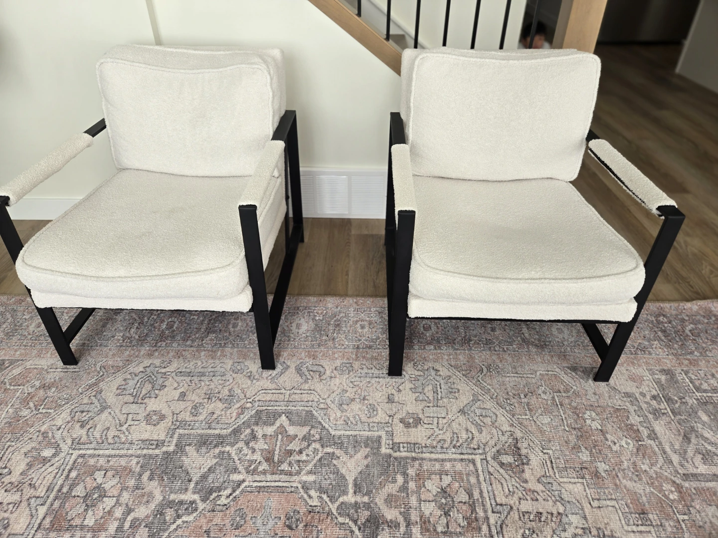 Cream Boucle Accent Chairs - Set of 2