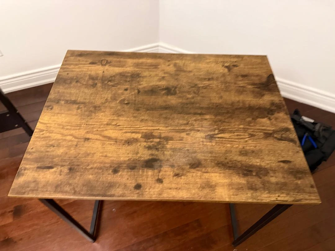 Rustic Wood Top Table with Black Metal Frame - photo 2