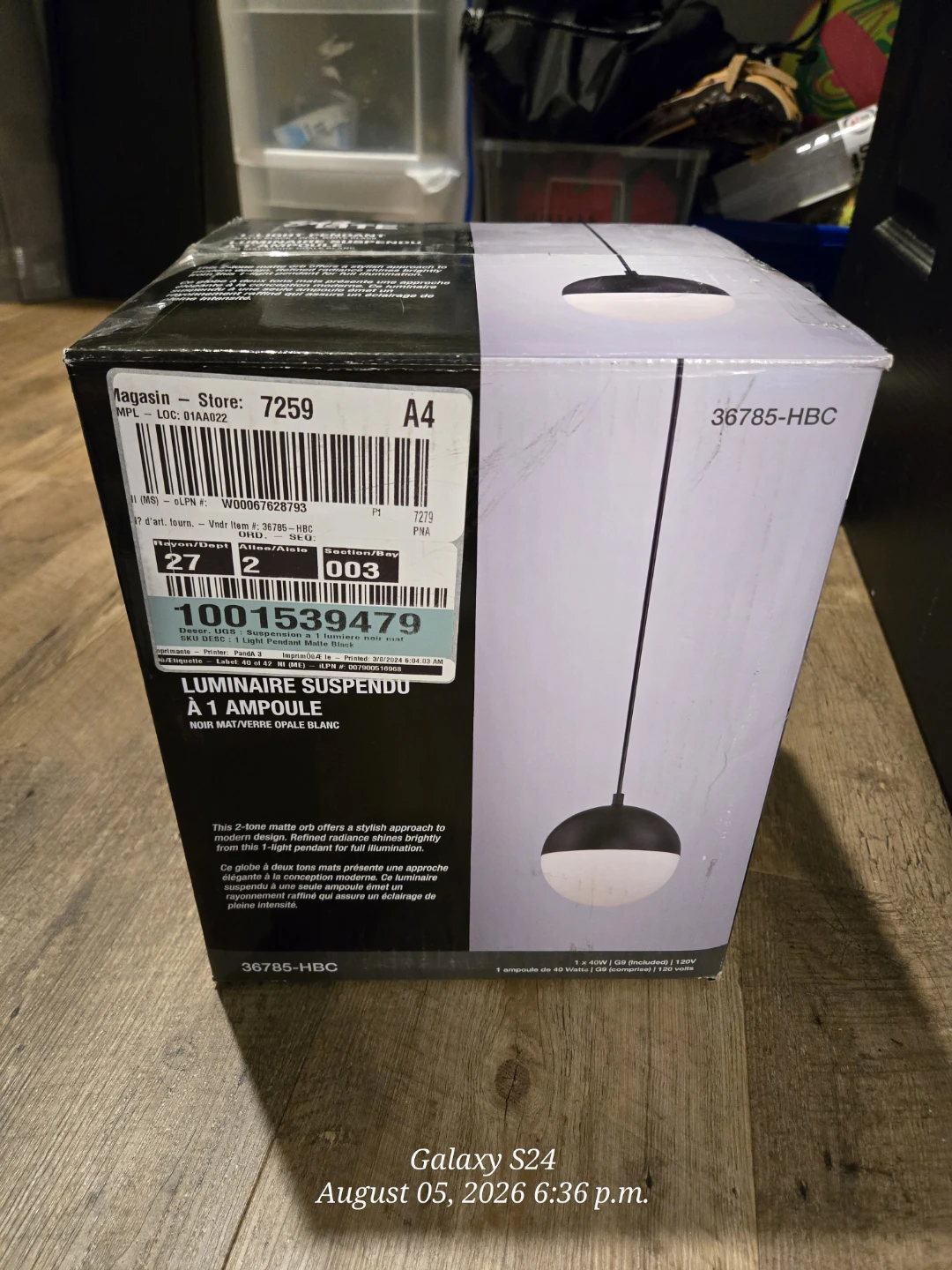Easy Lite 1-Light Pendant Matte Black/Opal White Glass - photo 3