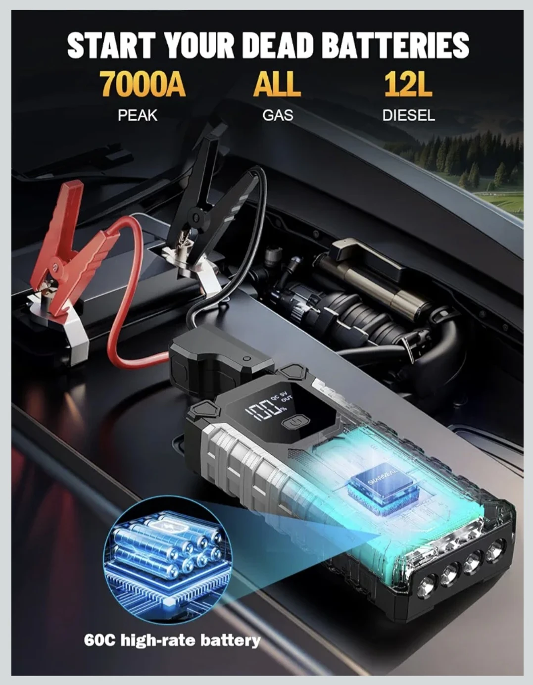 SHARMEAL 7000A Jump Starter - photo 2