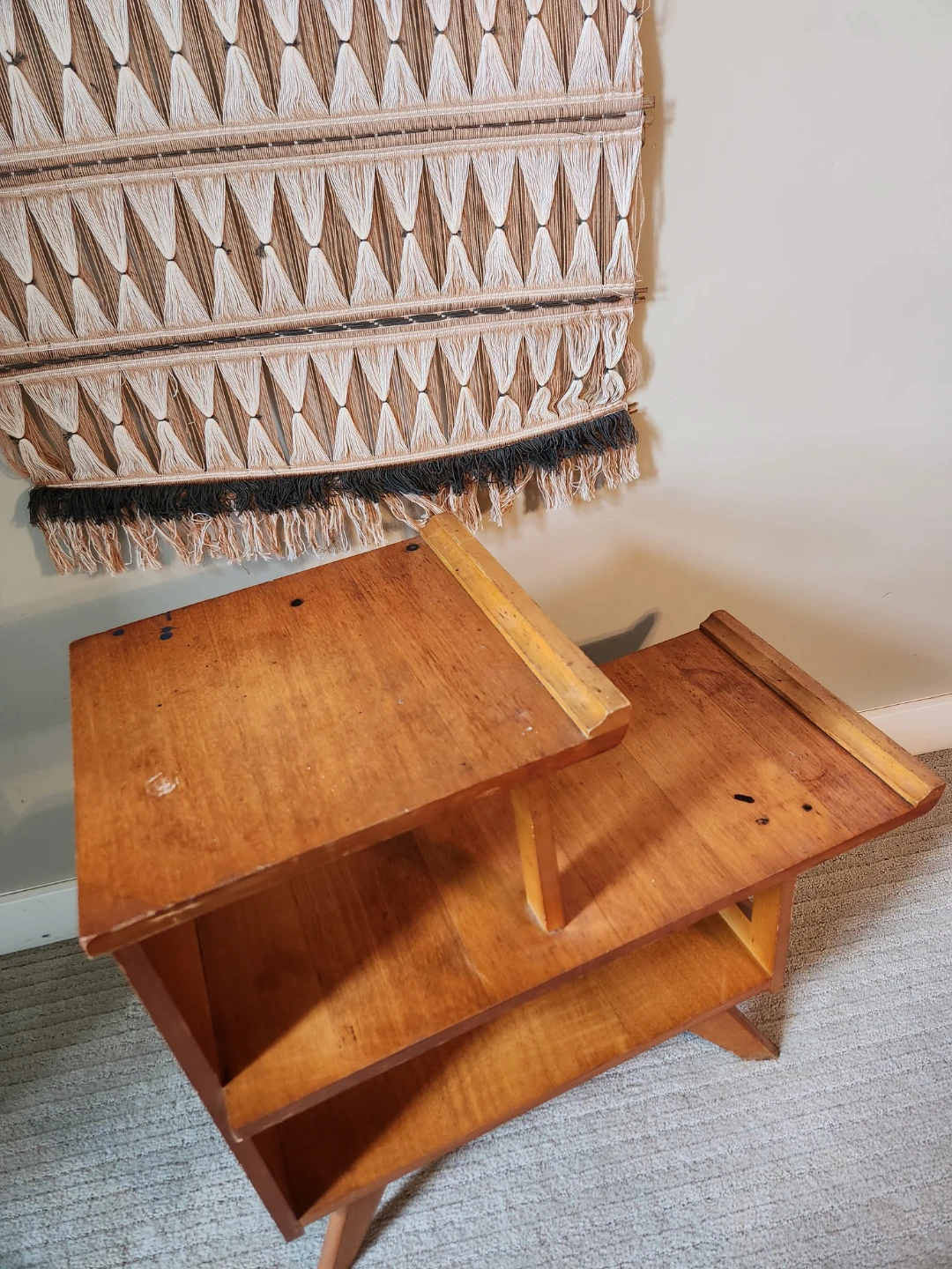 SOLID WOOD 1940s 3 Tiered Side Table - photo 3
