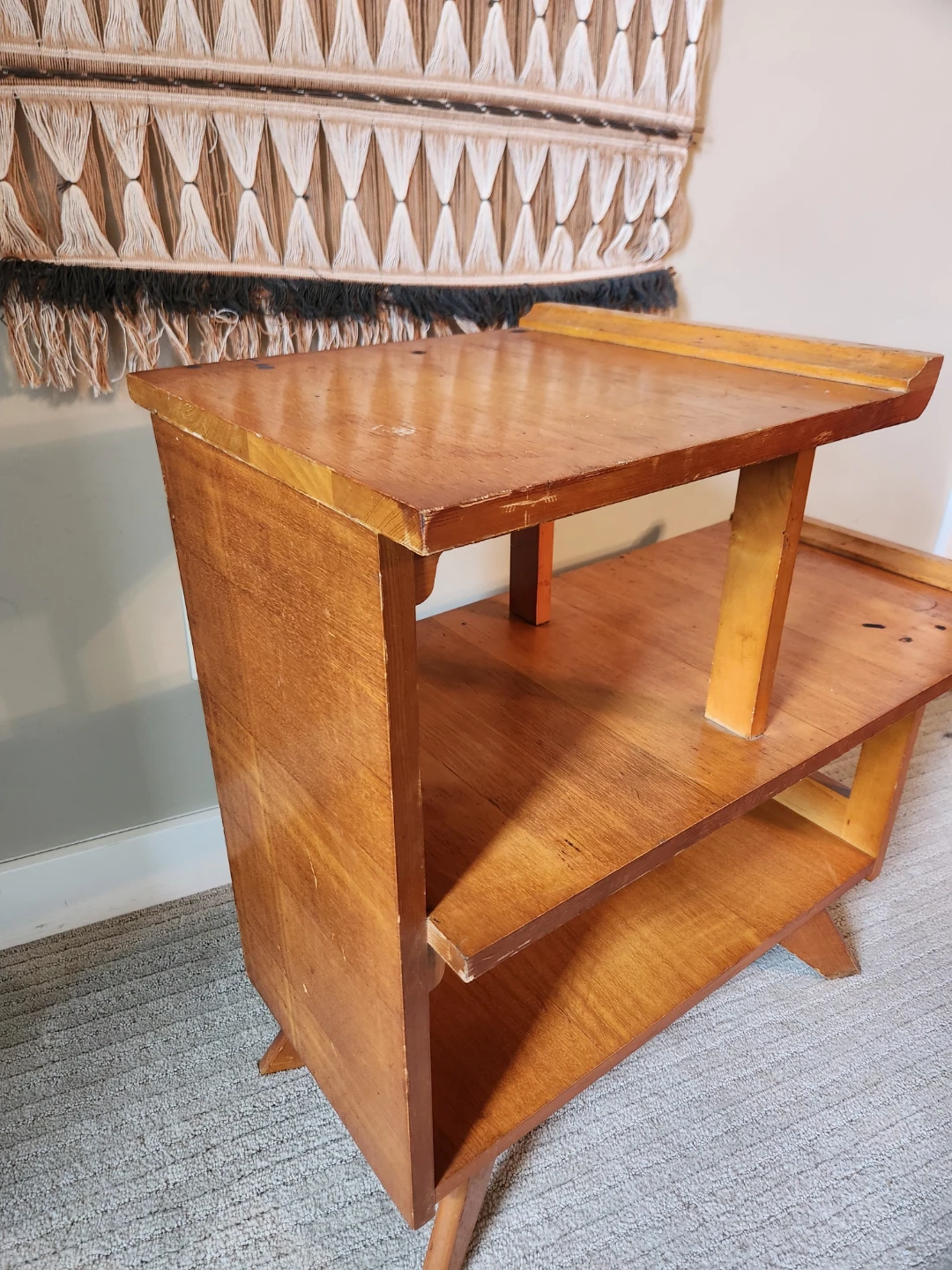 SOLID WOOD 1940s 3 Tiered Side Table - photo 4