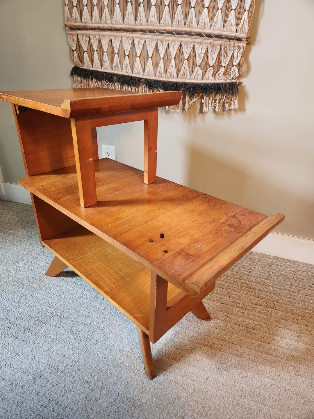 SOLID WOOD 1940s 3 Tiered Side Table - photo 5