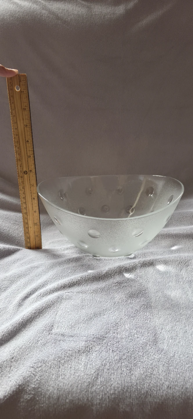 Clear frosted glass bowl with dot pattern