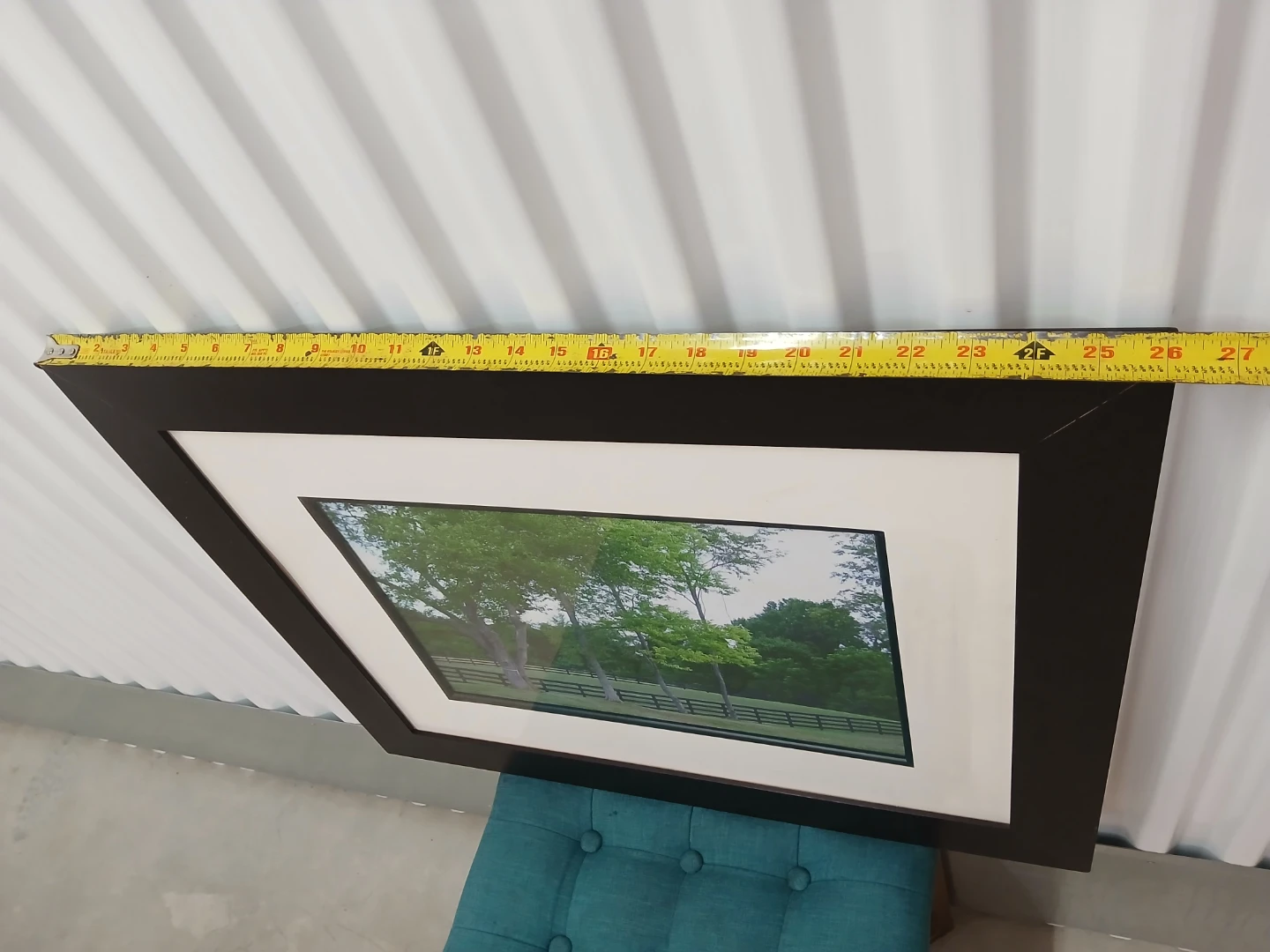 Framed Landscape Picture with Trees and Fence - photo 5