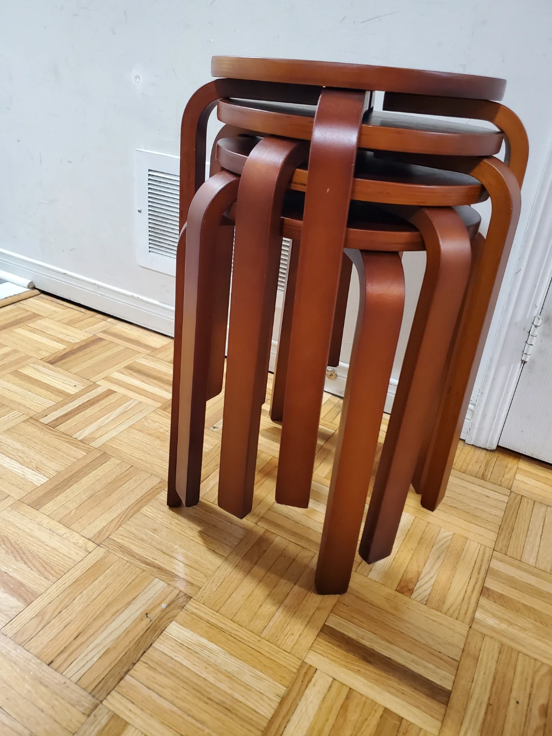 Set of 4 Stackable Wooden Stools - photo 2
