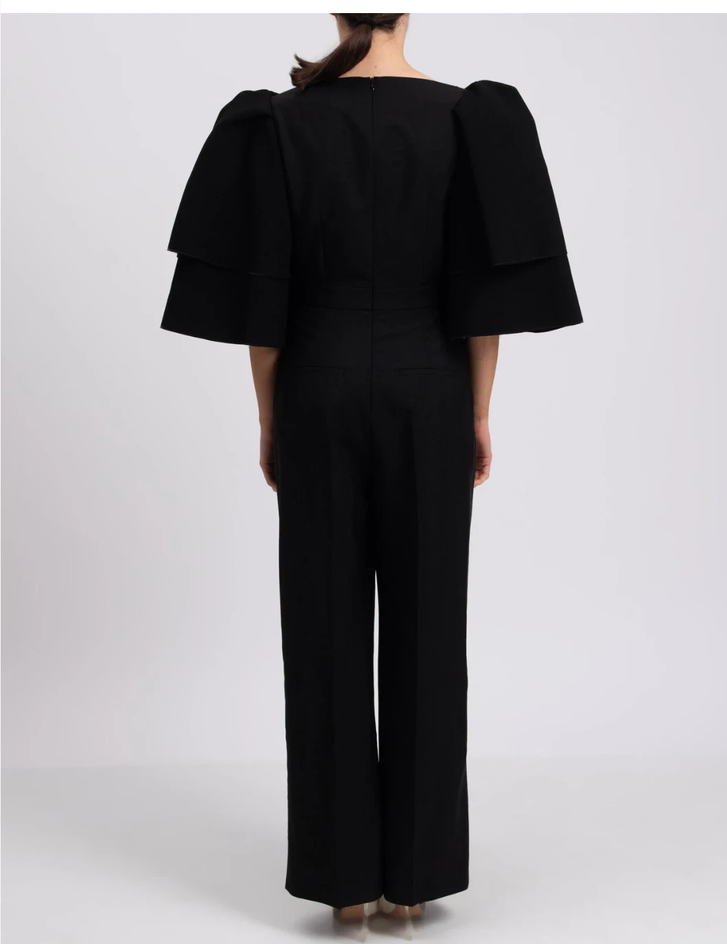 New Roksanda Black Wool Crepe Jumpsuit with Puff Sleeves - photo 3