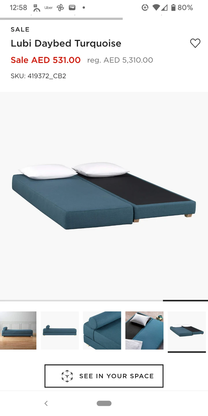 CB2 Lubi Daybed Turquoise - photo 3