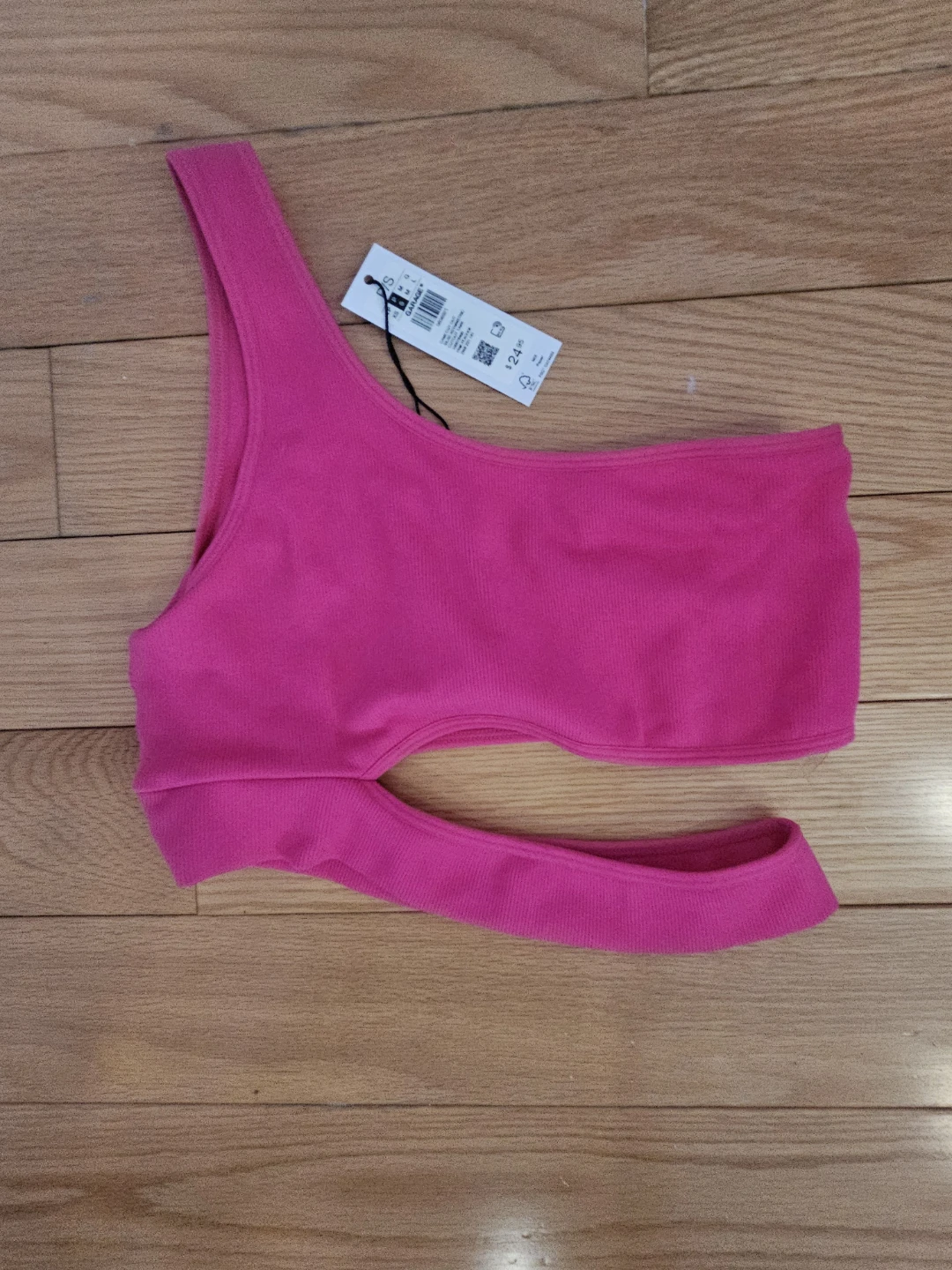 GARAGE Pink Cut-Out One-Shoulder Top