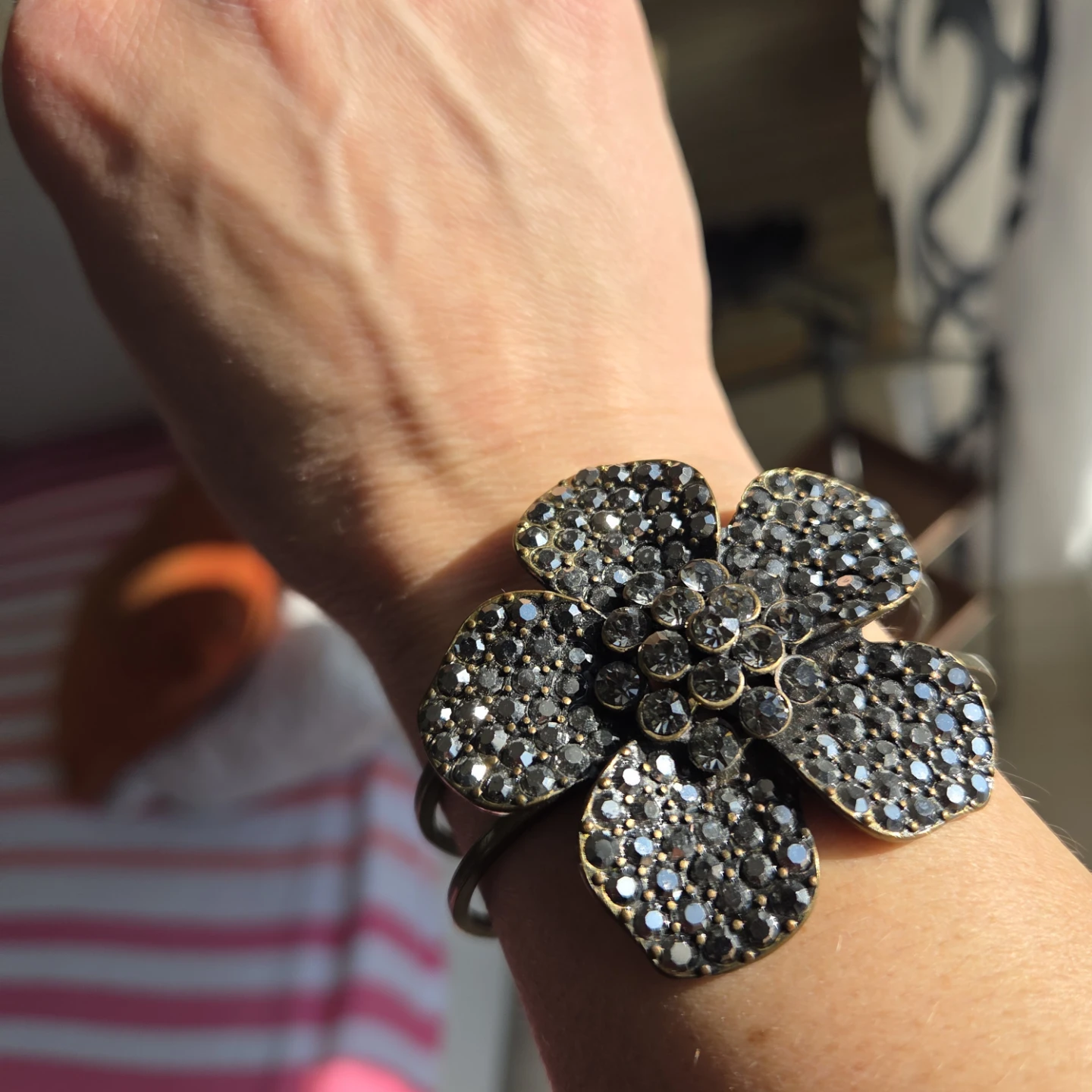 Sparkly Flower Cuff Bracelet