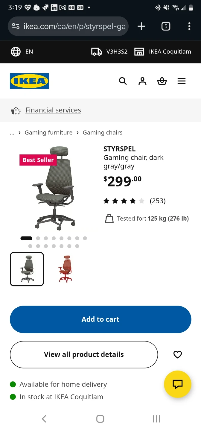 IKEA STYRSPEL Gaming Chair - Purple