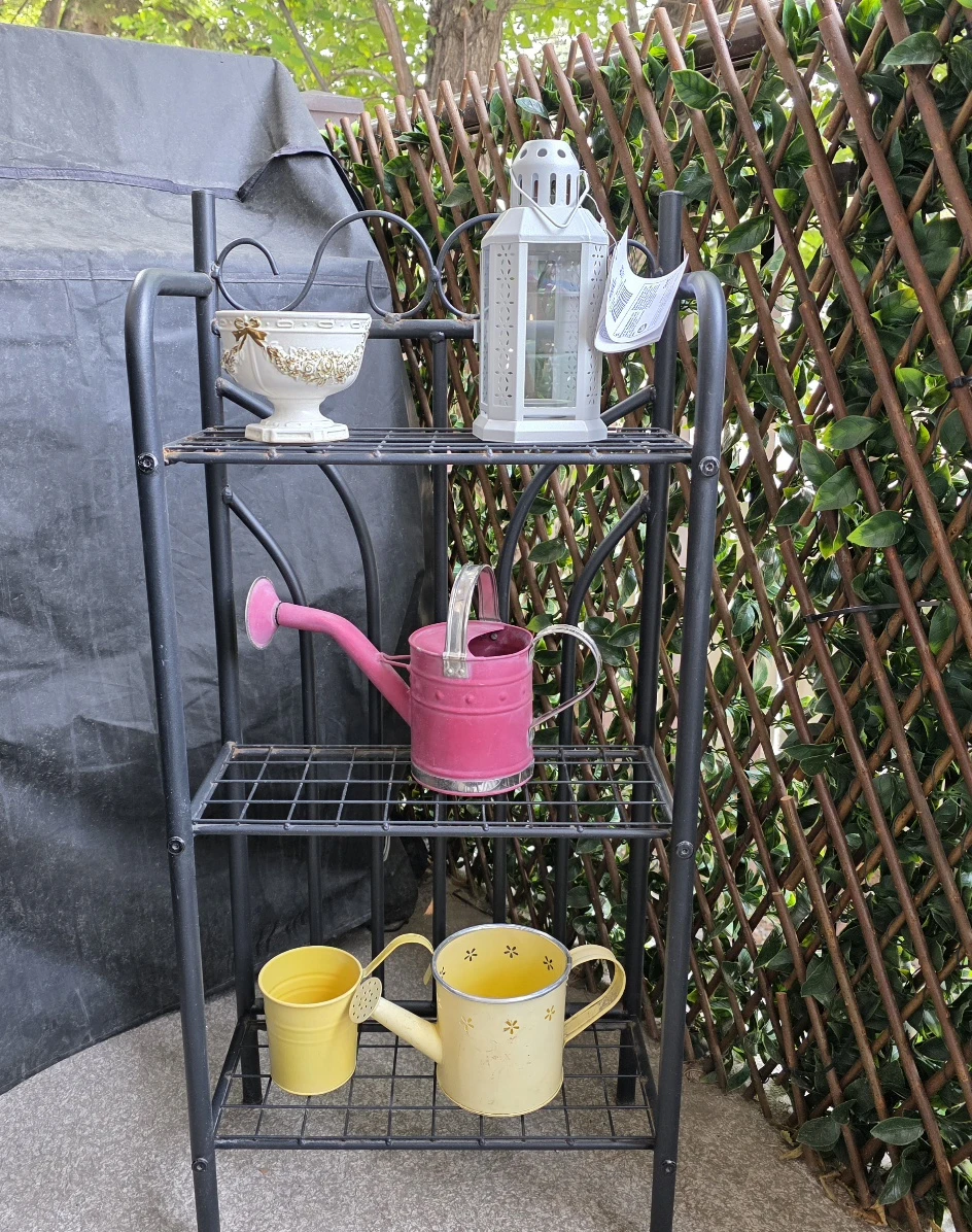 3-Tier Metal Plant Stand & Garden Decor Bundle - 5-Piece Set