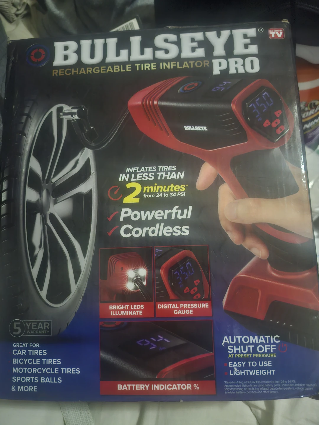 Bullseye Pro Rechargeable Tire Inflator