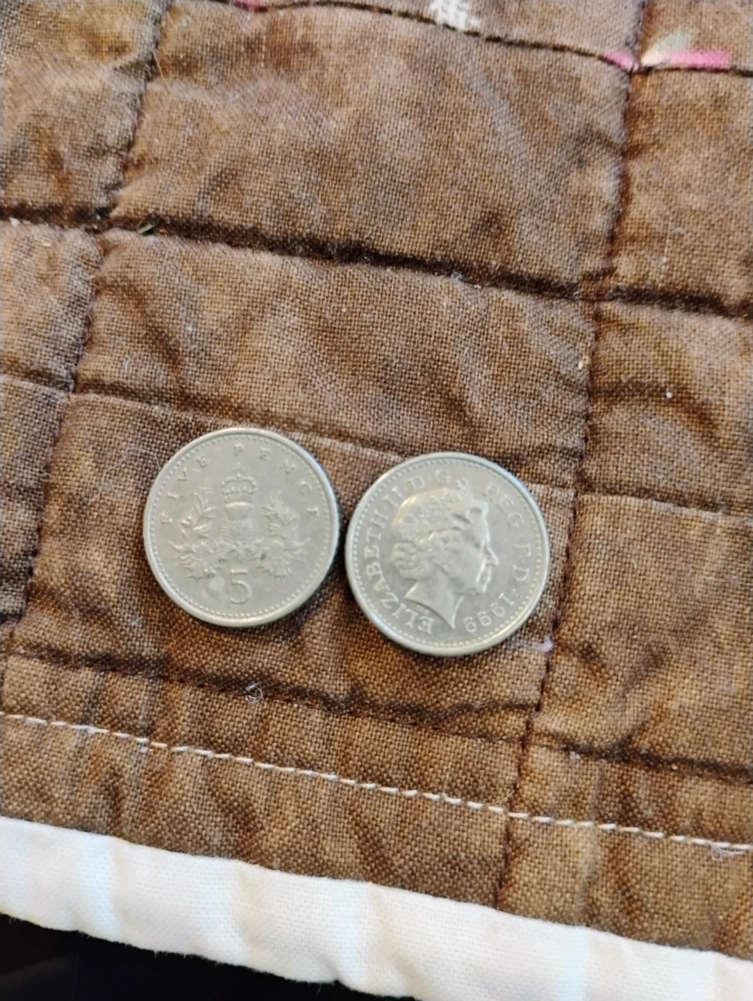 Two British Coins - 5 Pence -1990 and 99