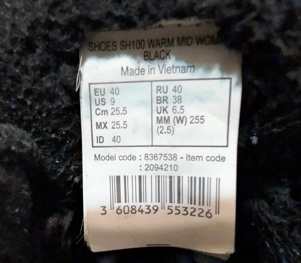 Decathlon's Quechua Women's Black Winter Boots Size 9 - photo 3