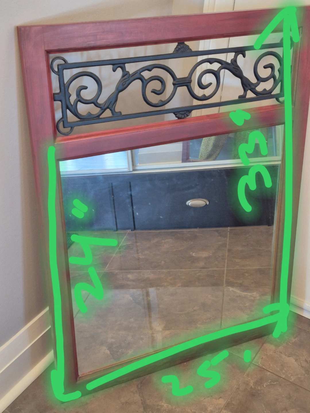 Decorative Wall Mirror with Ornate Metal Insert - photo 3