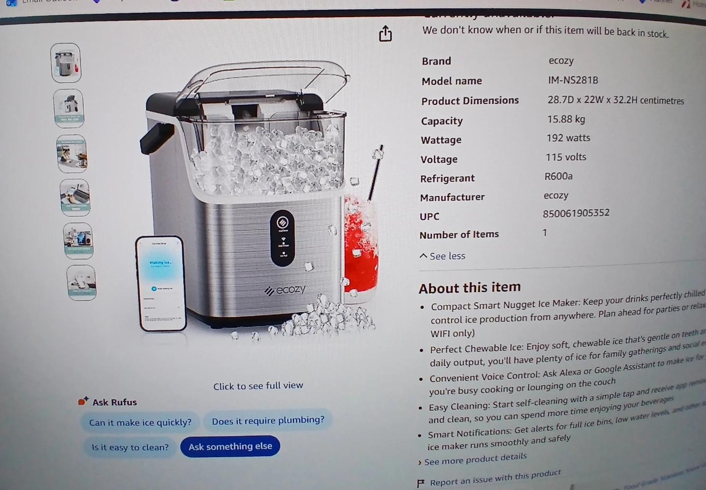Ecozy Smart Nugget Ice Maker - photo 3