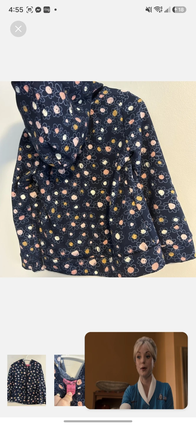 Mumu Co. Girls Flower Zip-Up Hoodie Size 6 - photo 3