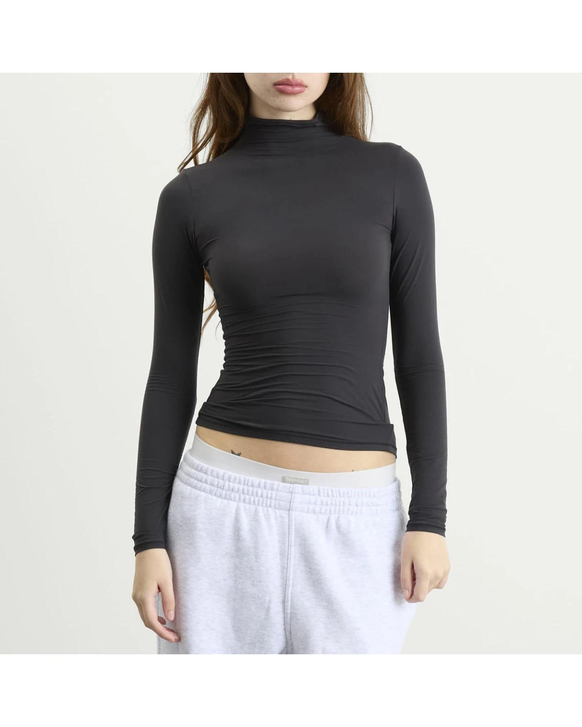 SKIMS Black Turtleneck Long Sleeve Top Size L