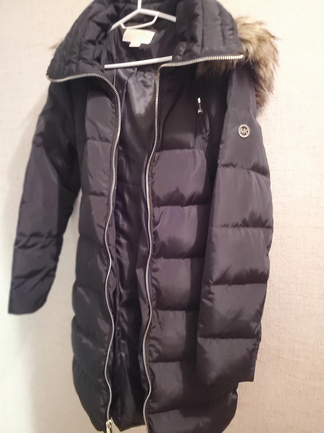 Michael Kors Puffer Coat with Fur Hood - Black