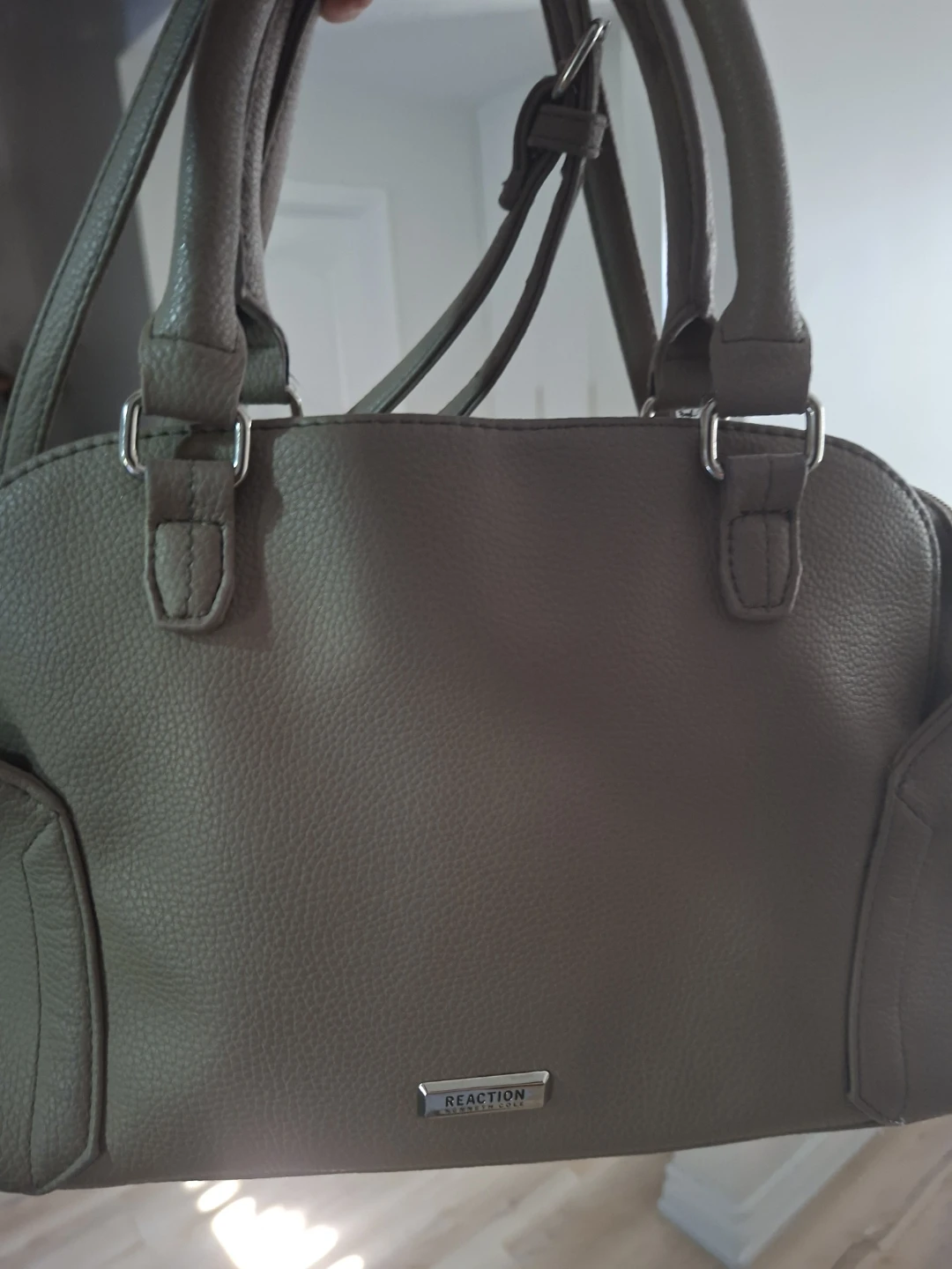 Reaction Kenneth Cole Taupe Faux Leather Satchel Handbag - photo 2
