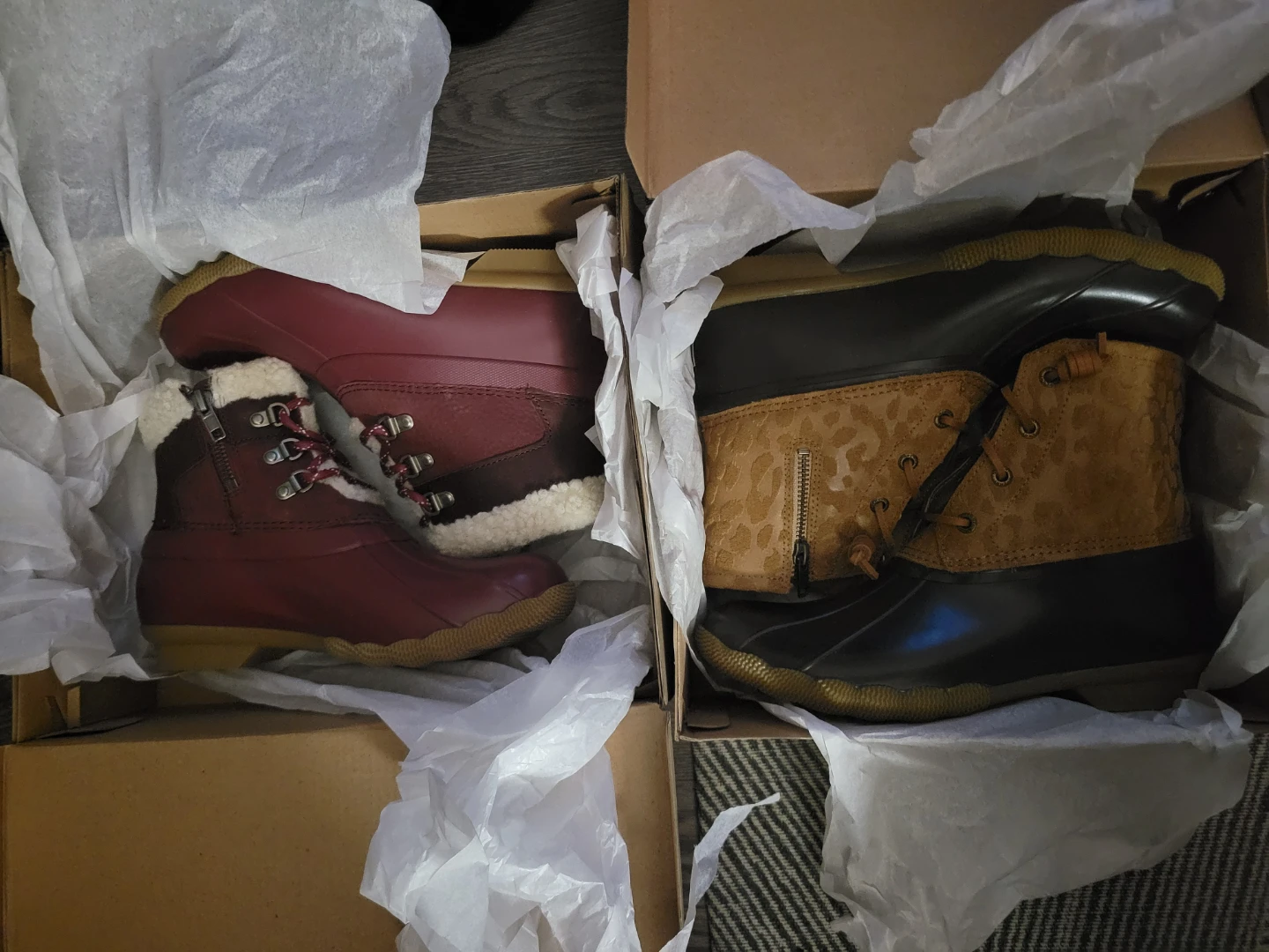 Sperry Saltwater Cheetah Tan Duck Boots