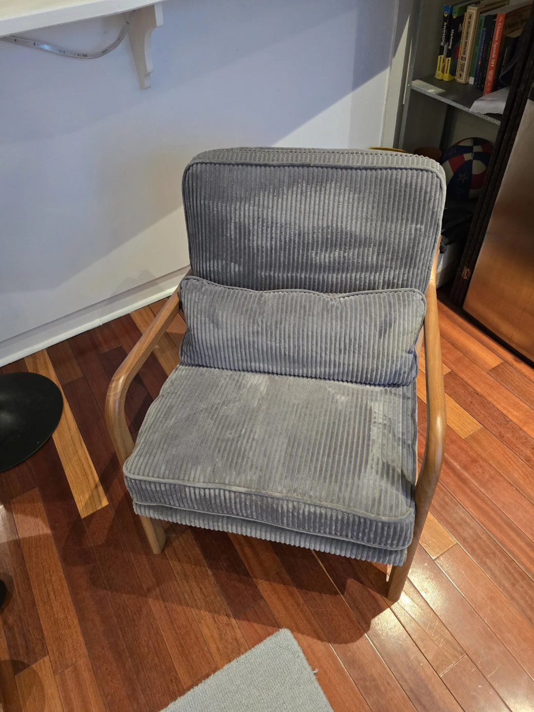 Solid Wood Accent Chair- Grey Corduroy Apolstrey - photo 2
