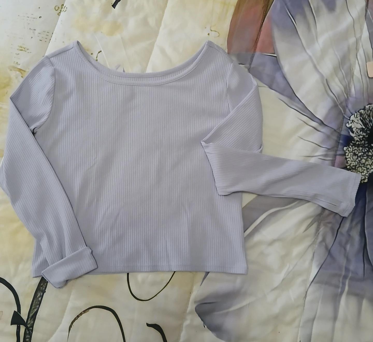Purple Long-Sleeve Ribbed Top