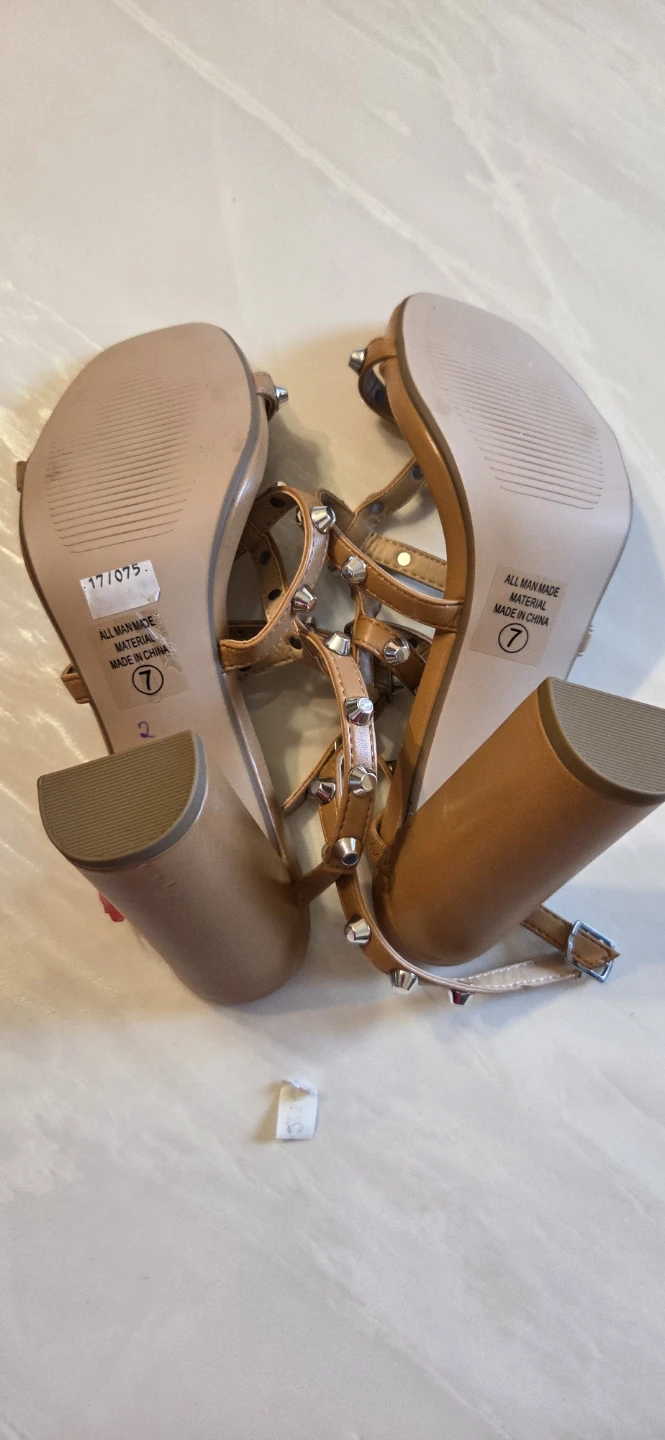 Brown Studded Block Heel Sandals Size 7 - photo 2