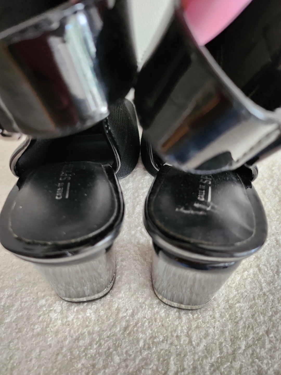 Call It Spring Black Patent & Mesh Block Heel Sandals - photo 3
