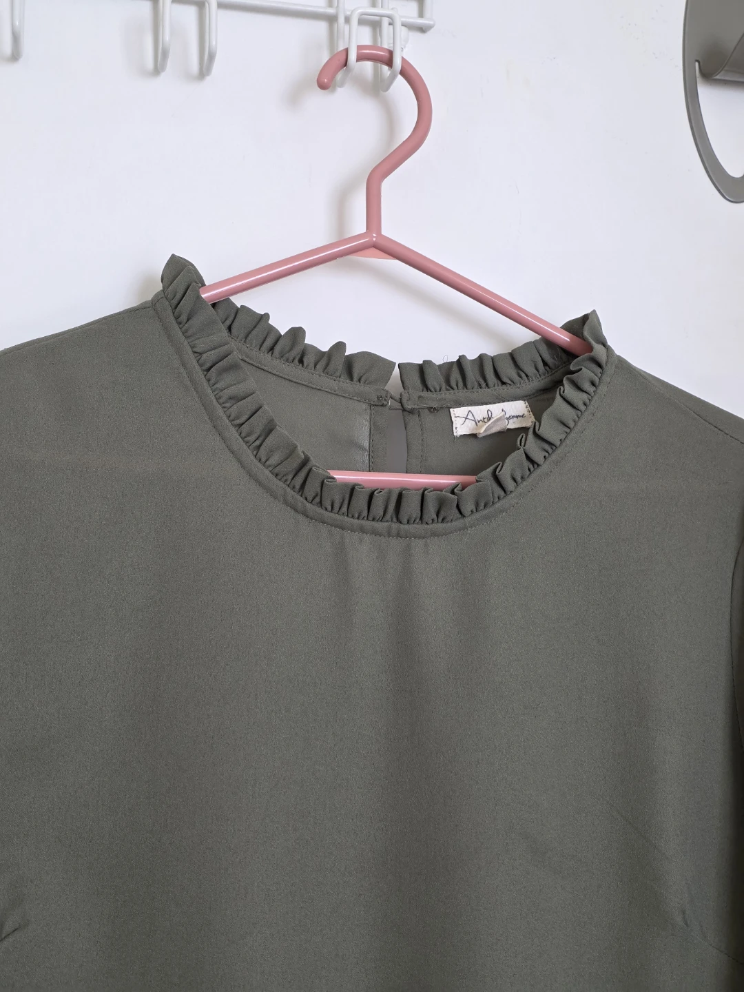 Olive Green Ruffled Sleeve Blouse - Medium - photo 3