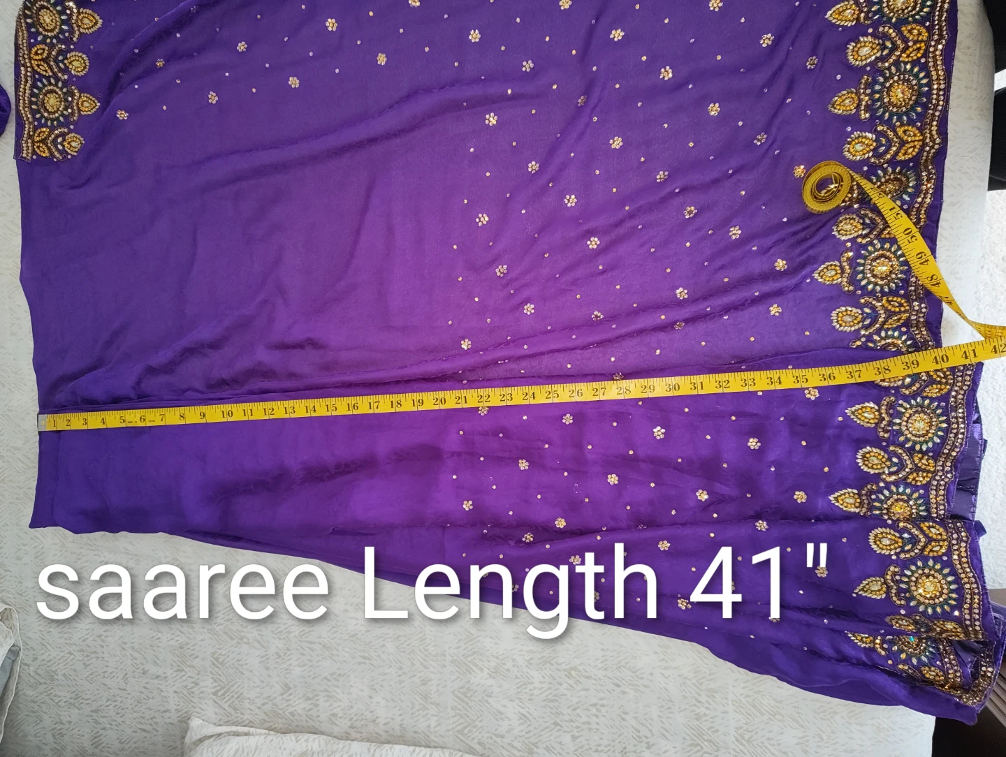 Purple Blouse and Saree Set with Embellishments - photo 5