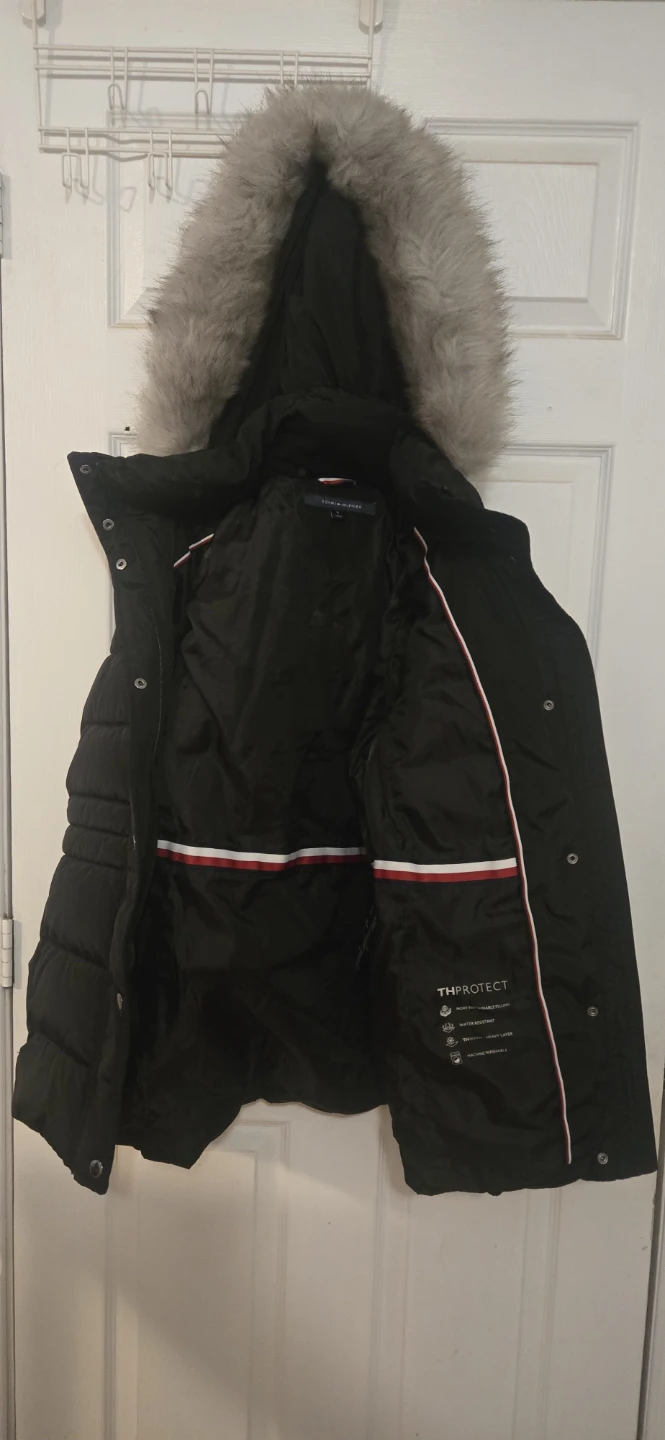 Tommy Hilfiger Black Puffer Jacket with Fur Trim - Size M - photo 2