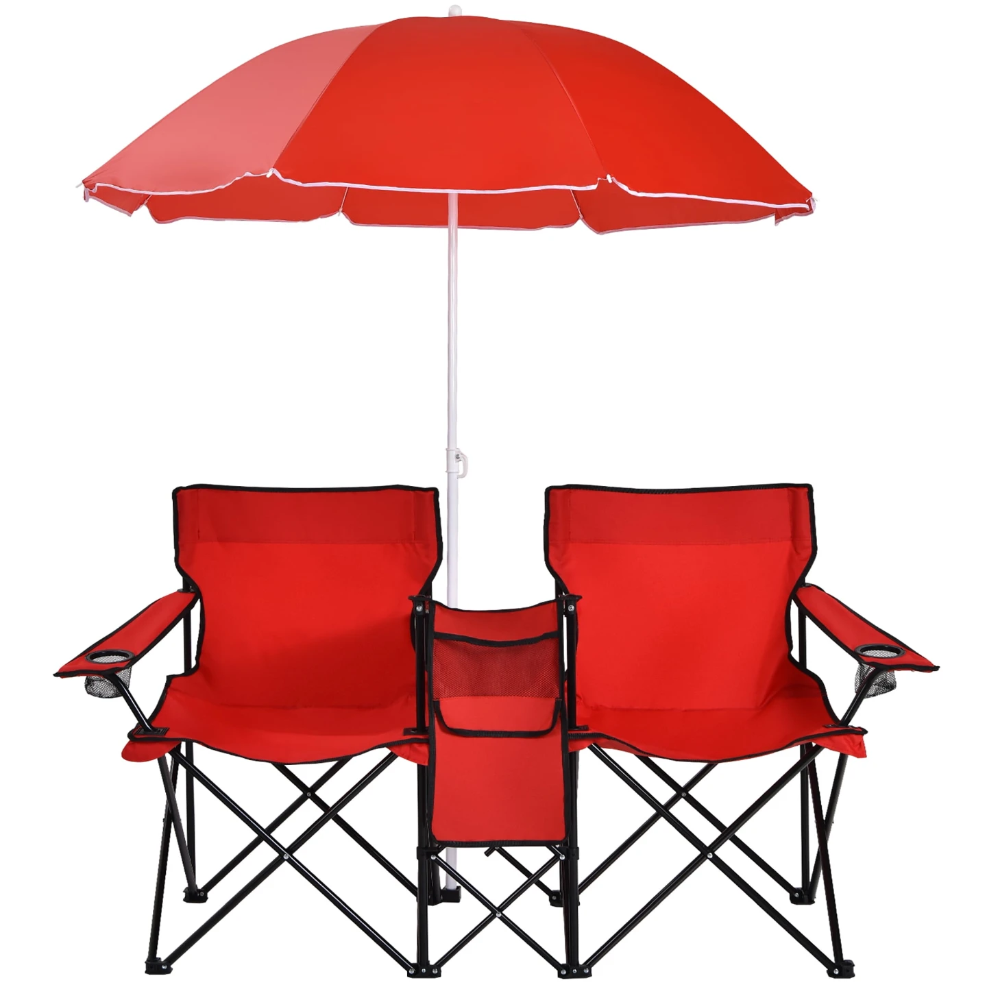 Red Single Camping Chair with Umbrella - photo 3