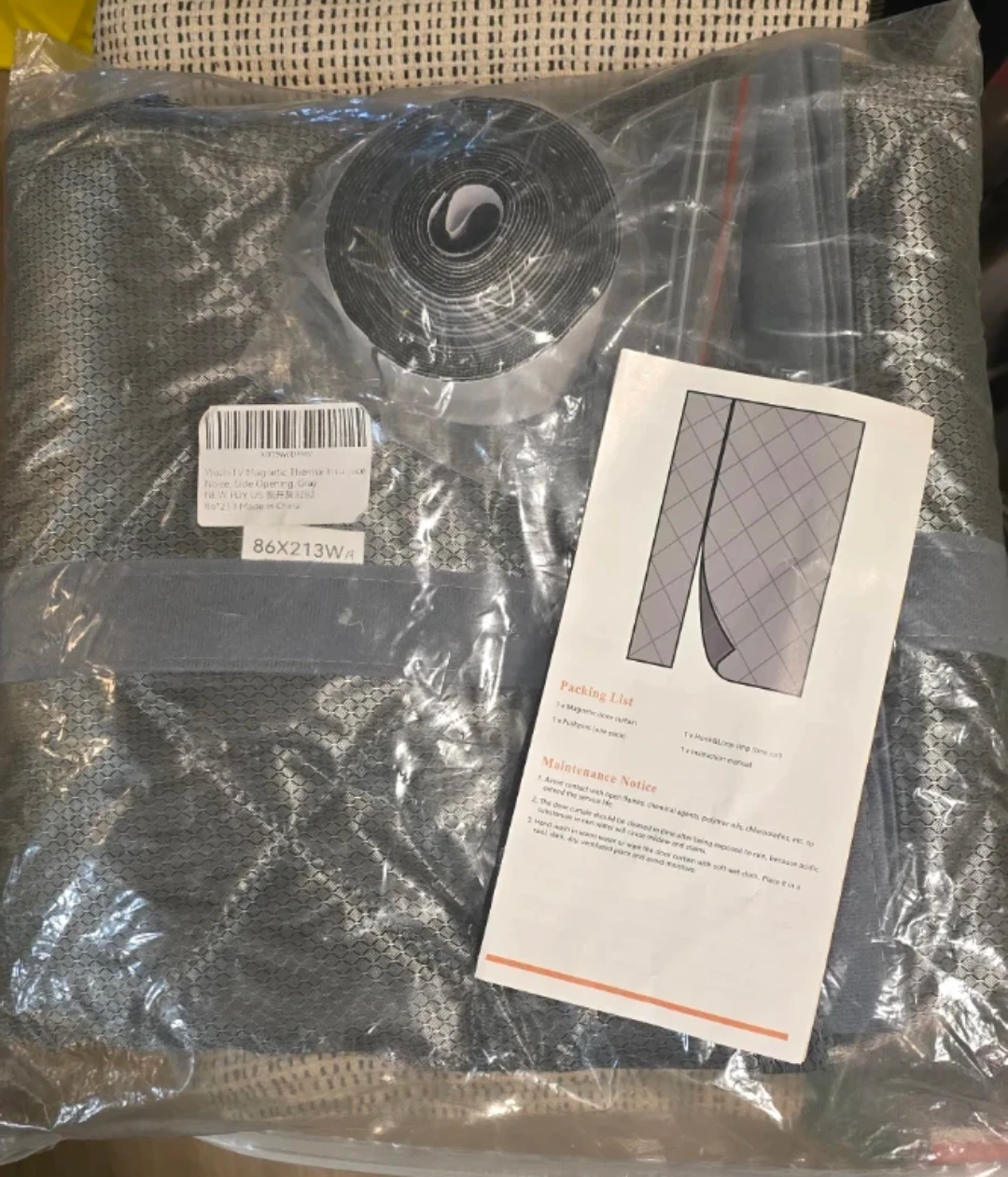 Wochitu Magnetic Thermal Insulated Door Curtain Gray