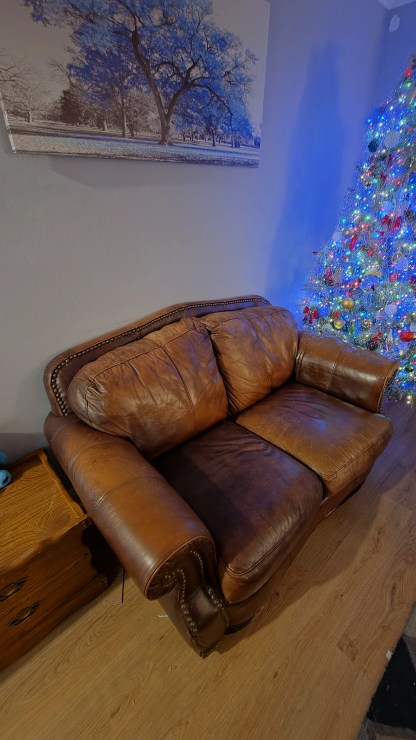 Brown Leather Loveseat - photo 2