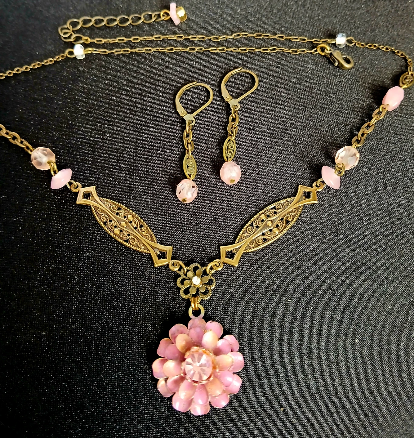 Flower Pendant Necklace and Earring Set - photo 4
