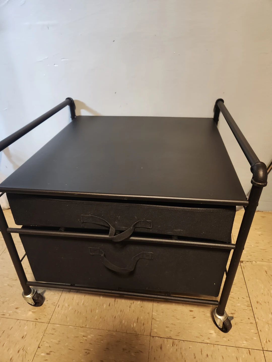 Black Rolling Storage Cart with 2 Drawers