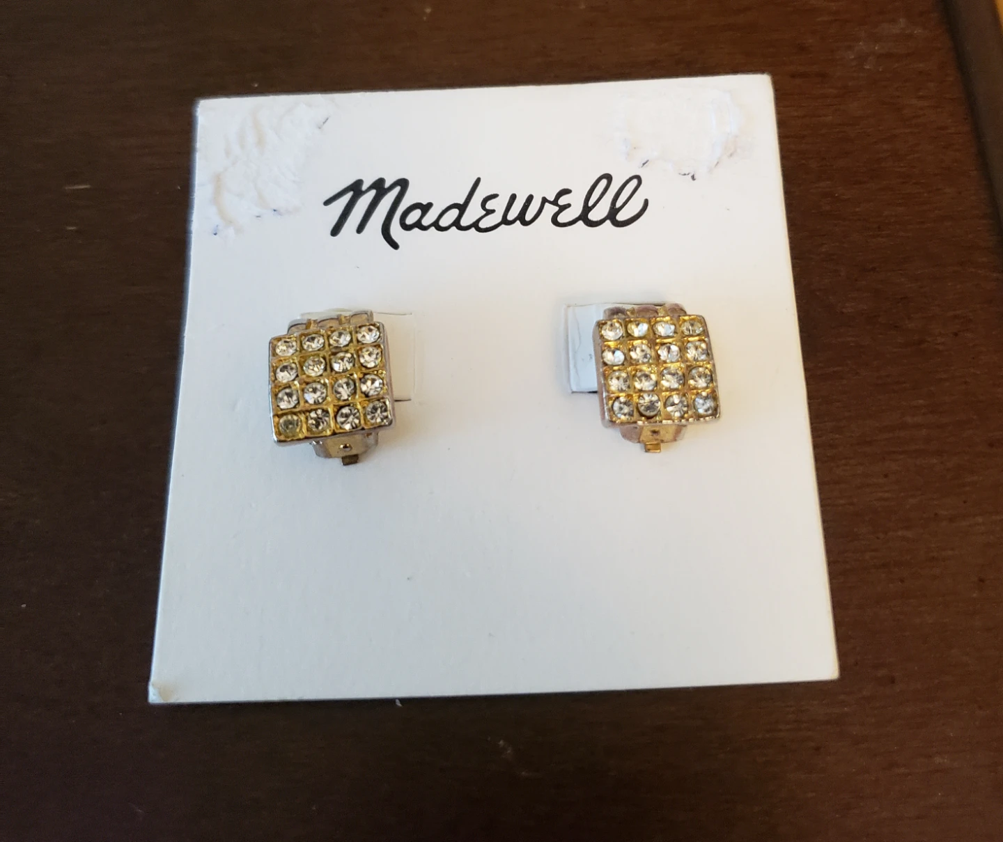 Vintage Madewell Square Crystal Clip-On Earrings - photo 2