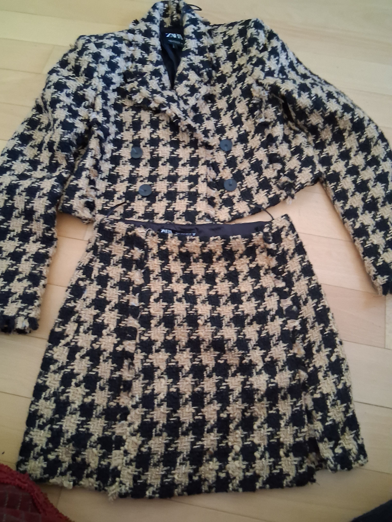 ZARA Houndstooth Cropped Jacket and Skirt Set - photo 2