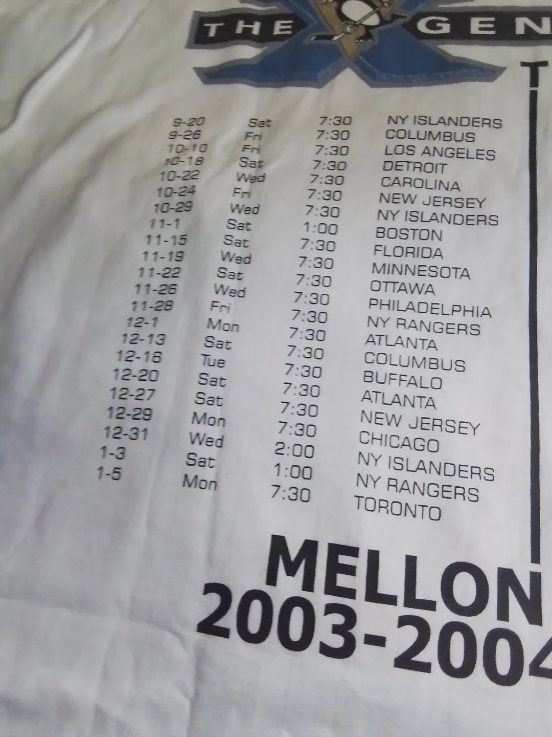 The Generation Tour Dates T-Shirt Mellon Arena 2003-2004 Season - photo 4