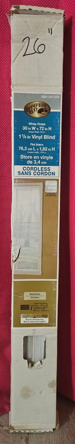 Hampton Bay 30 in x 72 in Cordless Vinyl Blind